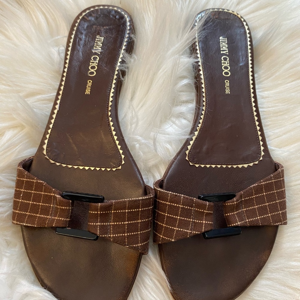 Jimmy Choo Brown Plaid Sandals size 37